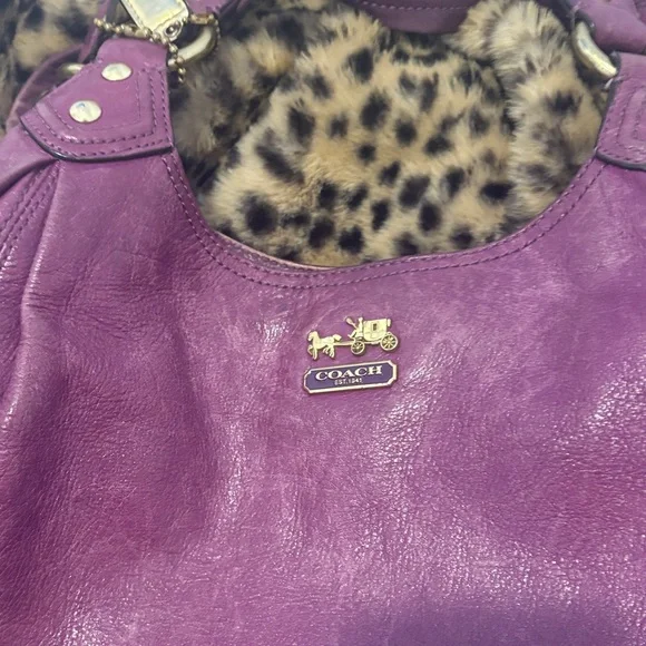 Coach Plum Leather Shoulder Bag - Picture 2 of 6